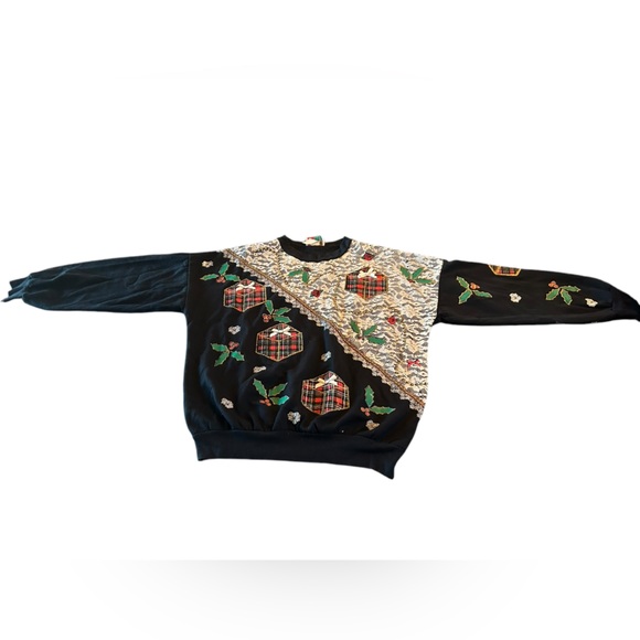 Vintage 90s Christmas Ugly Sweatshirt Puffy Paint - Picture 1 of 5